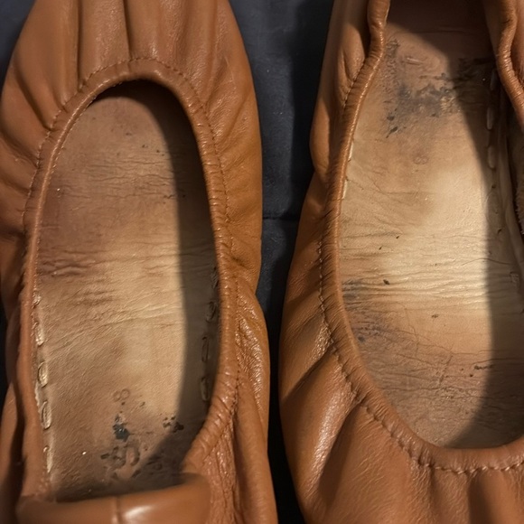 Chestnut Brown Leather Ballet Flats - Picture 2 of 4